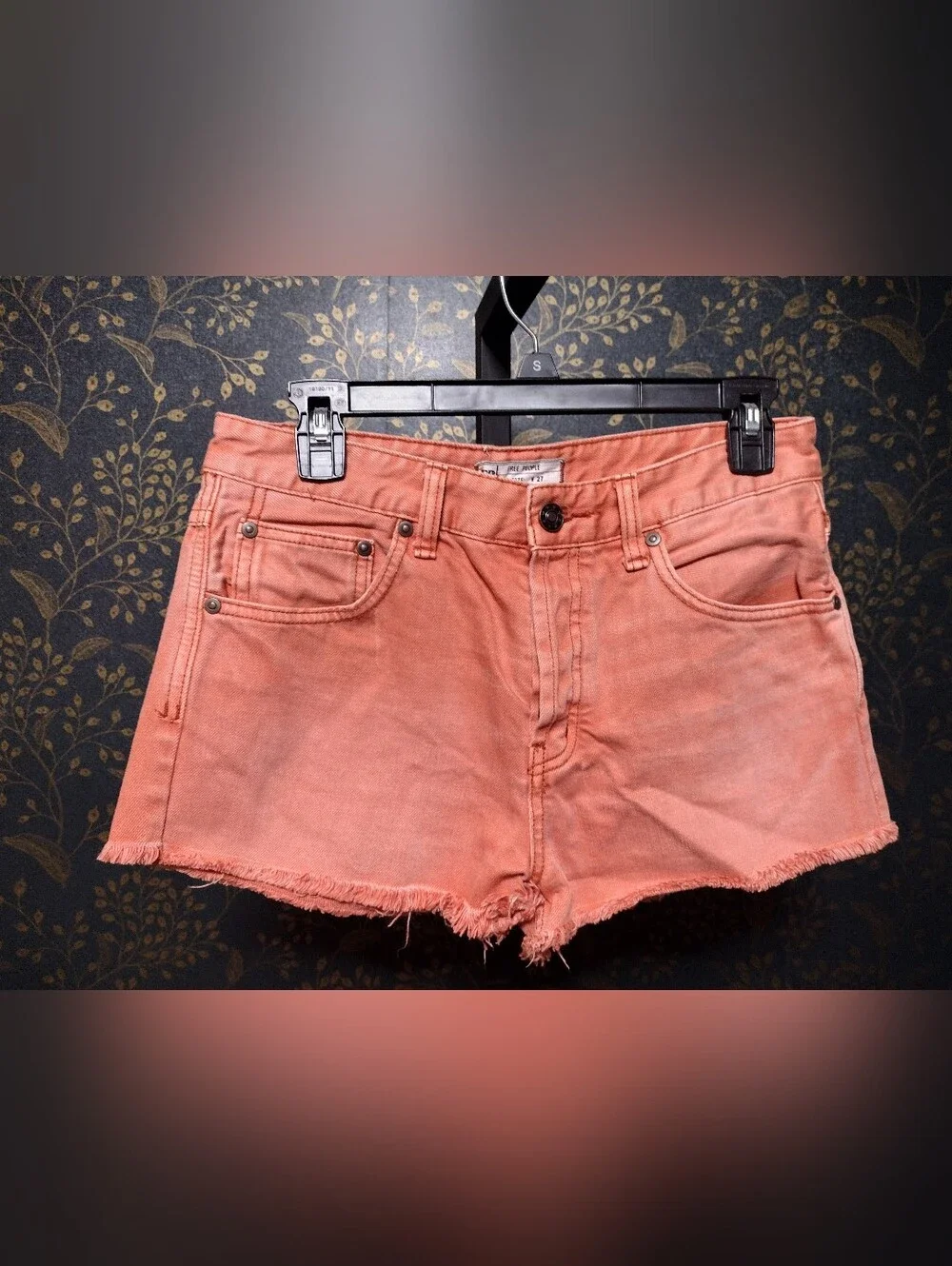 Free People Coral Pink Denim Cutoff Shorts